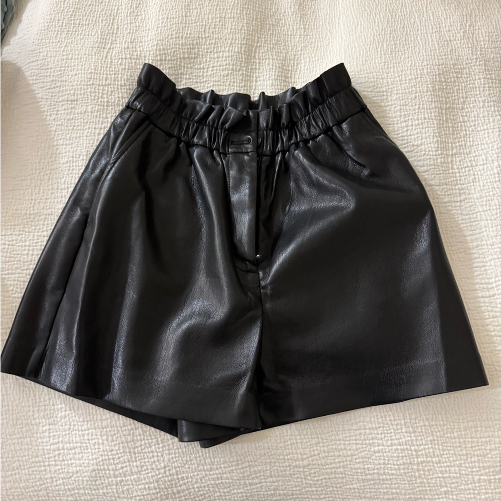Black Leather Women's Shorts